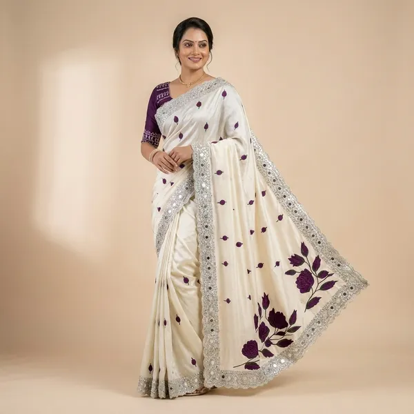 Elegant_White_Saree_With_Purple_Floral_Embroidery