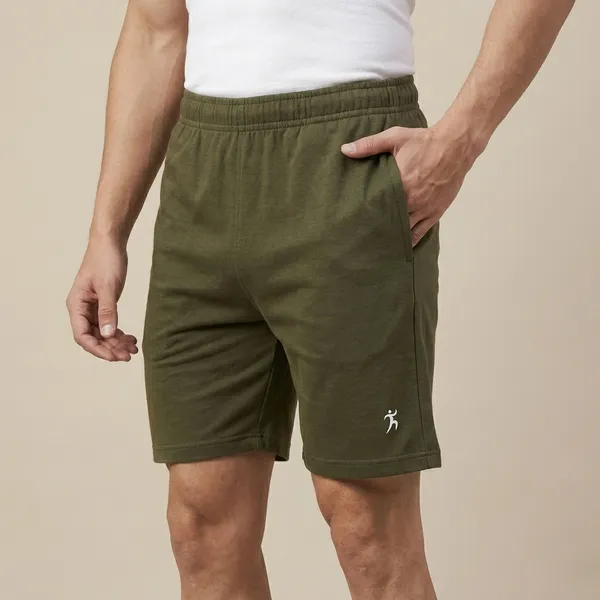 Men's_Olive_Green_Cotton_Shorts