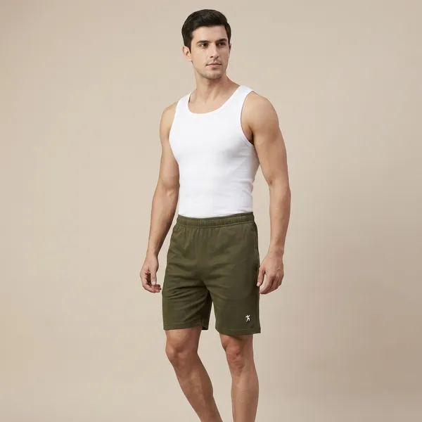 Men's_Olive_Green_Cotton_Shorts