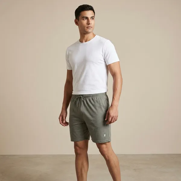 Men's_Grey_Casual_Shorts_With_Logo