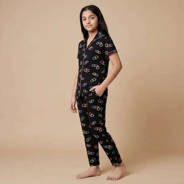 Stylish_Black_Printed_Nightwear_Set_For_Girls