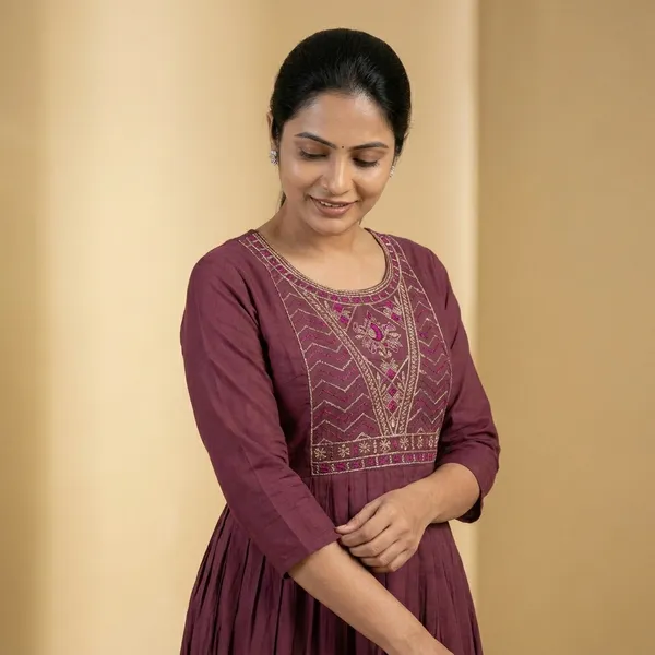 Purple_Embroidered_Anarkali_Kurta_With_White_Leggings_For_Women
