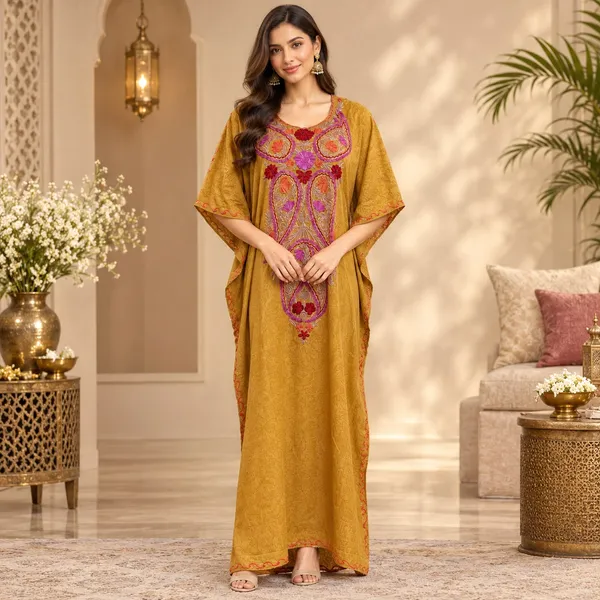 Aurelia_Mustard_Embroidery_Premium_Handmade_Kashmiri_Kaftan