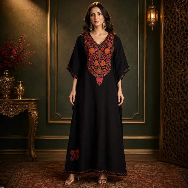 Royal_Black_Floral_Embroidered_Premium_Handmade_Kashmiri_Kaftan