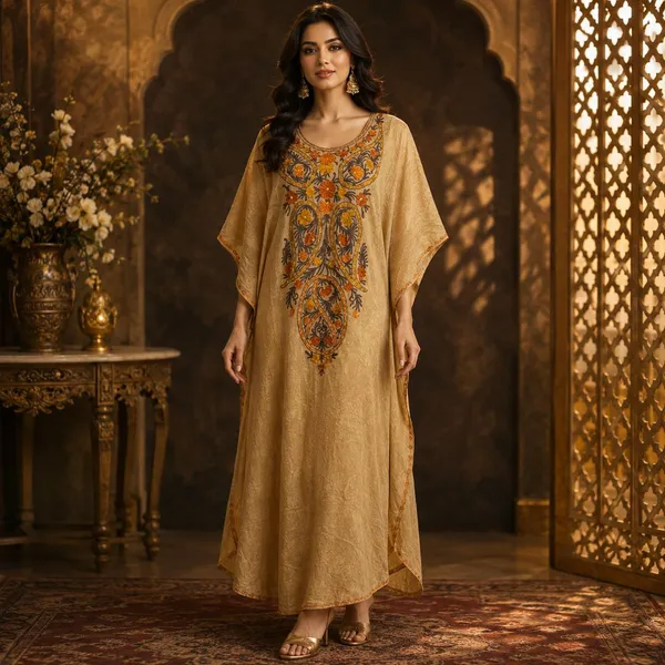 Royal_Beige_Paisley_with_Multicolour_Embroidered_Kashmiri_Kaftan_