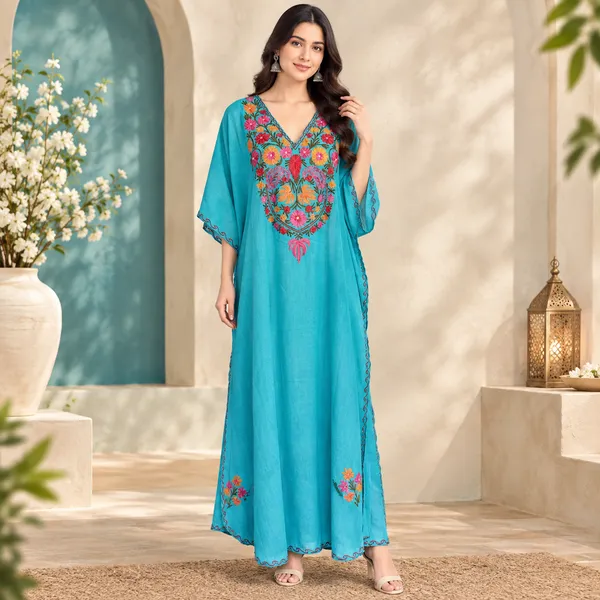 Turquoise_Bloom_embroidered_premium_kashmiri_kaftan_