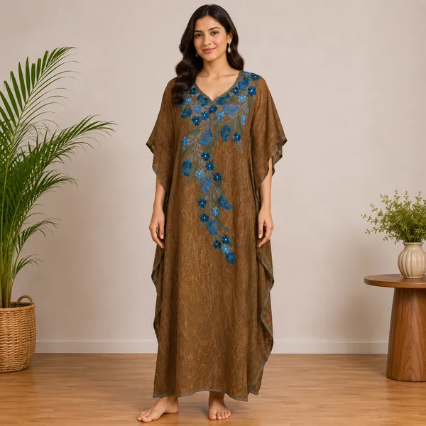 Walnut_brown_Embroidered_Premium_Handmade_Kashmiri_Kaftan
