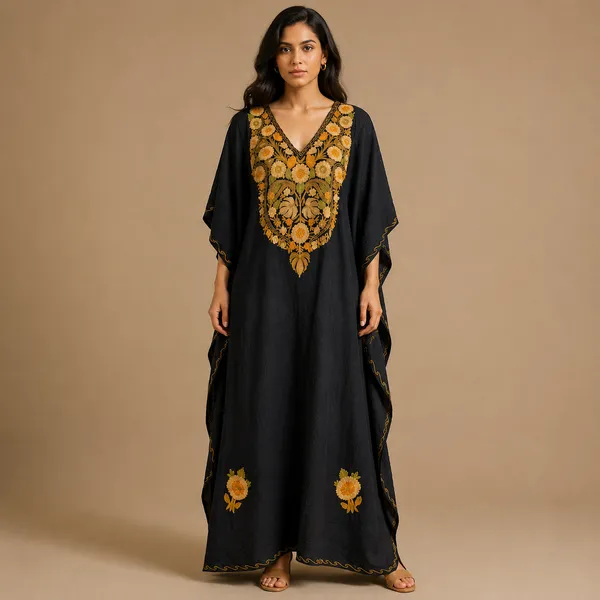 Midnight_Black_Embroidered_Premium_Handmade_Kashmiri_Kaftan_With_Floral_Motifs