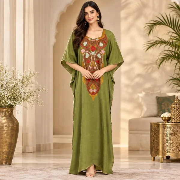 Regal_Olive_Premium_Embroider_Handmade_Kashmiri_Kaftan_