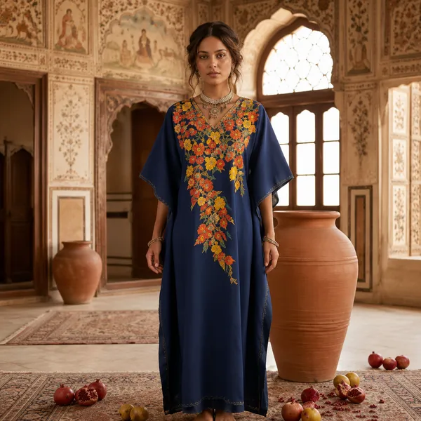 navy_blue_Embroidered_Premium_Handmade_Kashmiri_Kaftan_Dress_With_Floral_Pattern
