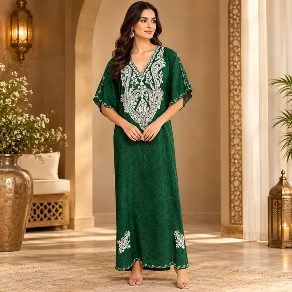 Emerald_Green_Elegance_with_White_Embroidered_Kashmiri__kaftan_