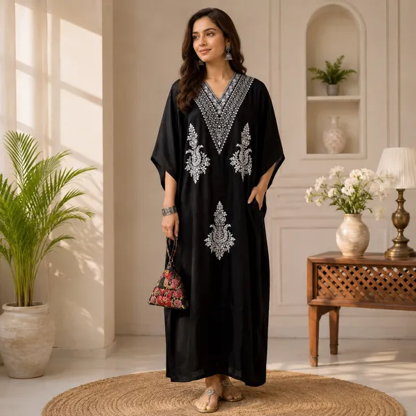 Jet_black_Premium_Handmade_Kaftan_With_White_Embroidery