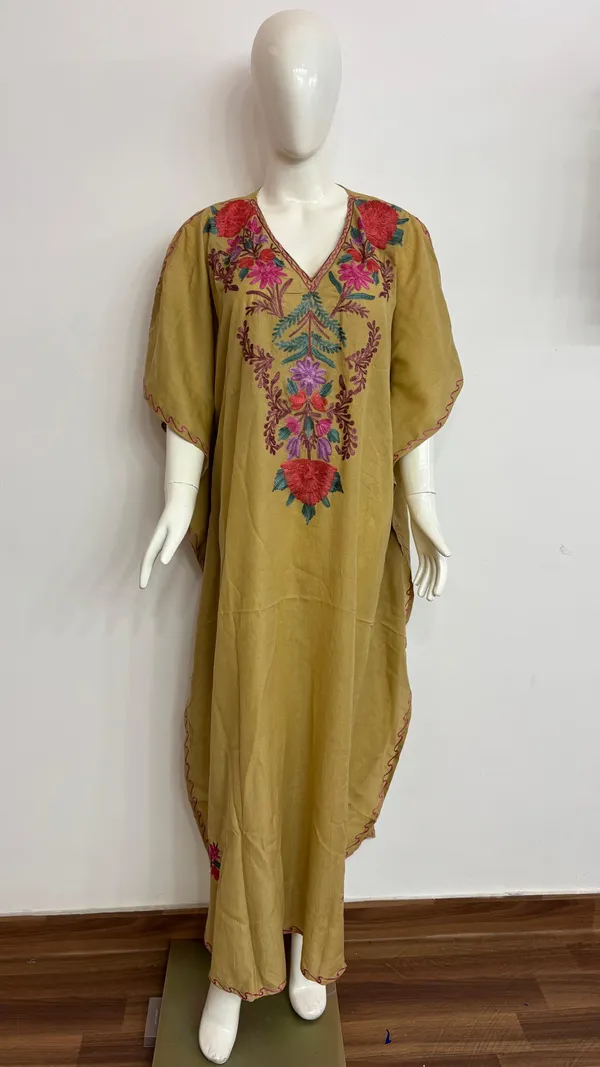beige_with_Floral__Embroidered_Premium_Handmade_Kashmiri_Kaftan