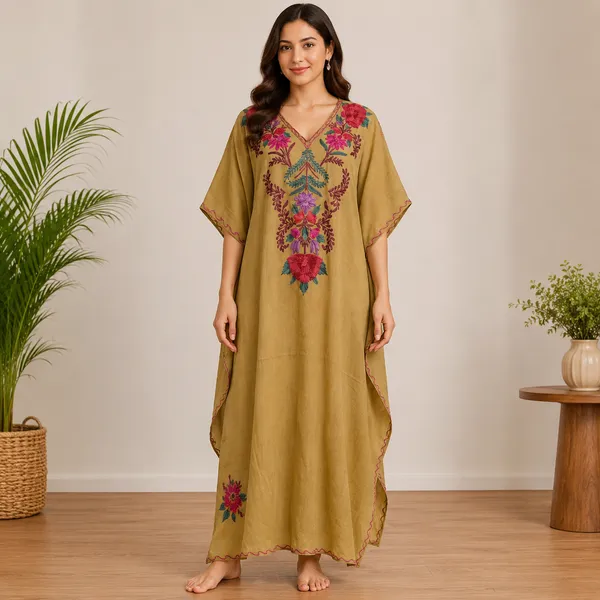 beige_with_Floral__Embroidered_Premium_Handmade_Kashmiri_Kaftan