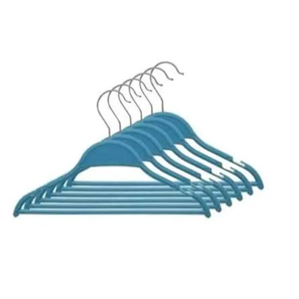 Stainless_Steel_Blue_Clothes_Hanger_With_Metal_Hooks_Set_Of_6