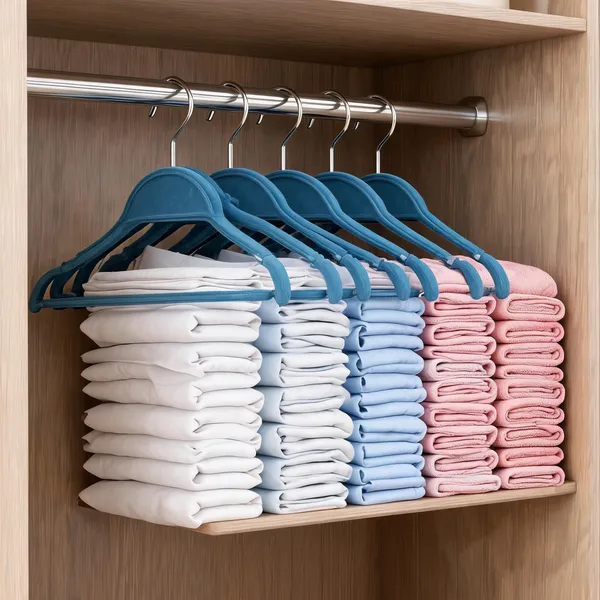 Stainless_Steel_Blue_Clothes_Hanger_With_Metal_Hooks_Set_Of_6