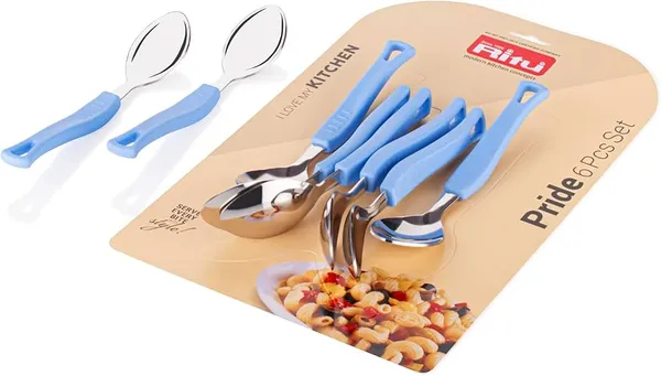 Stainless_Steel_And_Plastic_Blue_Handle_6_Piece_Spoon_Set