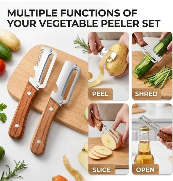 Multifunctional_Vegetable_Peeler_With_Wood_handle