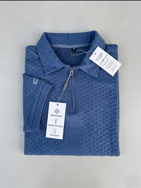 Men_S_Jacquard_Cotton_Quarter_Zipper_Polo_Shirt