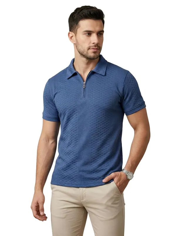 Men_S_Jacquard_Cotton_Quarter_Zipper_Polo_Shirt