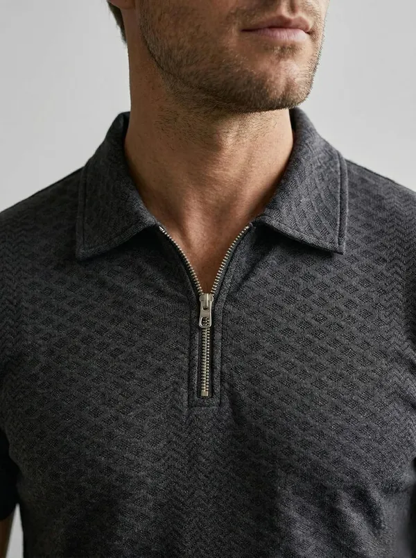 Men_S_Jacquard_Cotton_Quarter_Zipper_Polo_Shirt