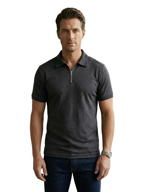 Men_S_Jacquard_Cotton_Quarter_Zipper_Polo_Shirt