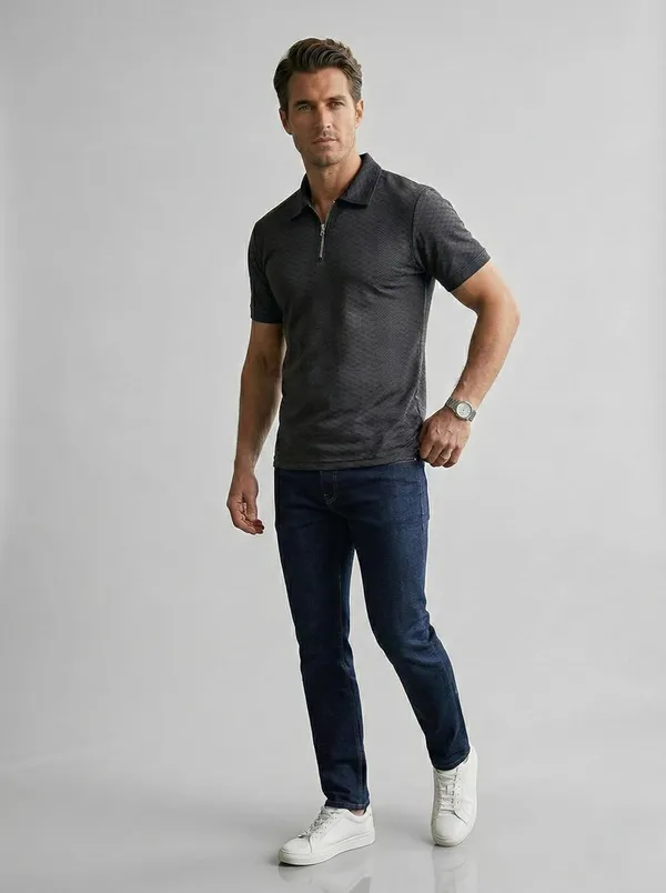 Men_S_Jacquard_Cotton_Quarter_Zipper_Polo_Shirt