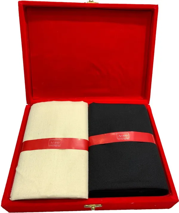 Shriyam_Beige_And_Black_Poly_Cotton_Solid_Shirt_And_Trouser_Fabric_For_Men