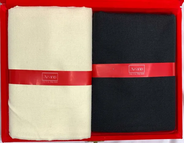 Shriyam_Beige_And_Black_Poly_Cotton_Solid_Shirt_And_Trouser_Fabric_For_Men