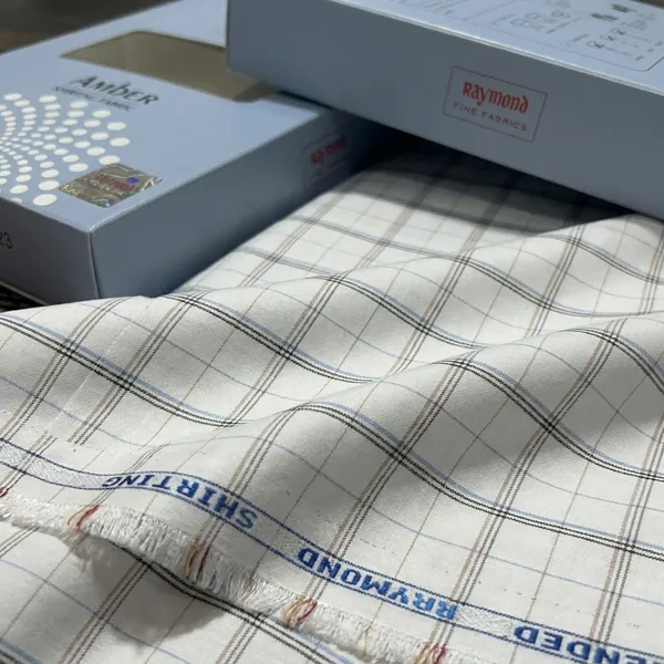 Raymond_White_Poly_Cotton_Checkered_Shirt_Fabric_For_Men