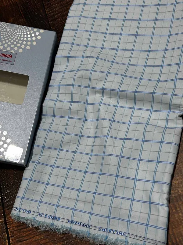 Raymond_White_Poly_Cotton_Checkered_Shirt_Fabric_For_Men