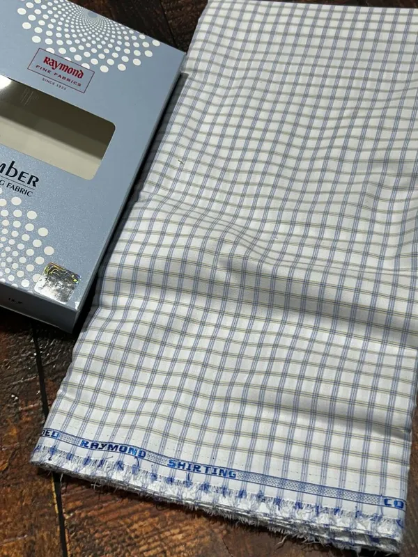 Raymond_Blue_And_White_Poly_Cotton_Checkered_Shirt_Fabric_For_Men