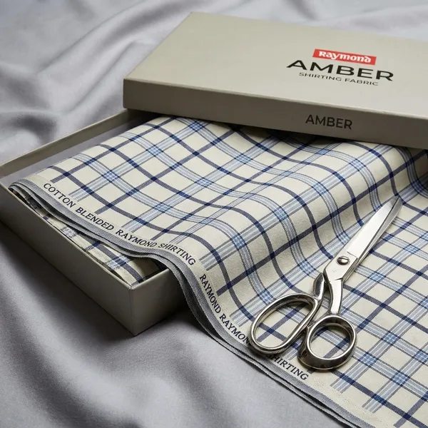 Raymond_Blue_And_Grey_Poly_Cotton_Checkered_Shirt_Fabric_For_Men