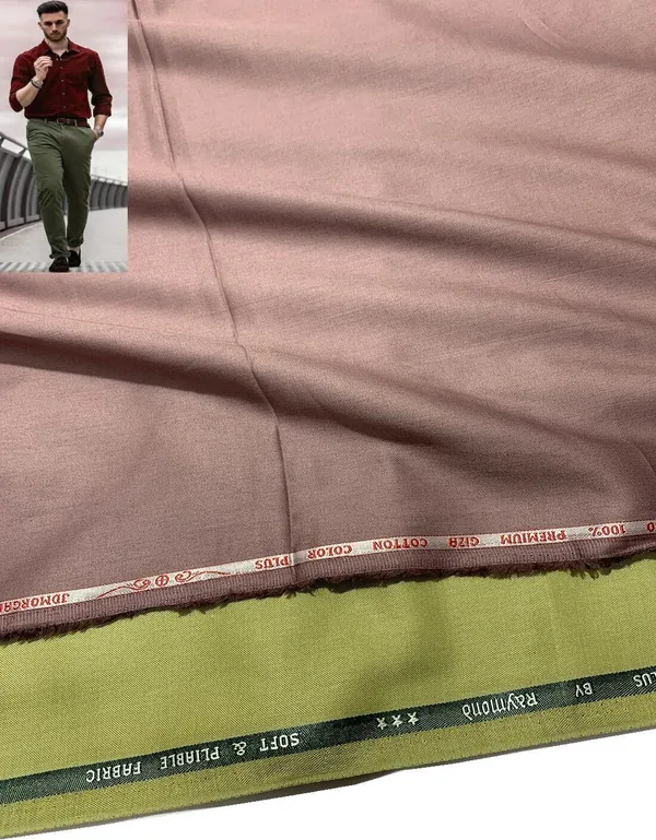 Raymond_Maroon_And_Green_Pure_Cotton_Solid_Shirt_And_Trouser_Fabric_For_Men