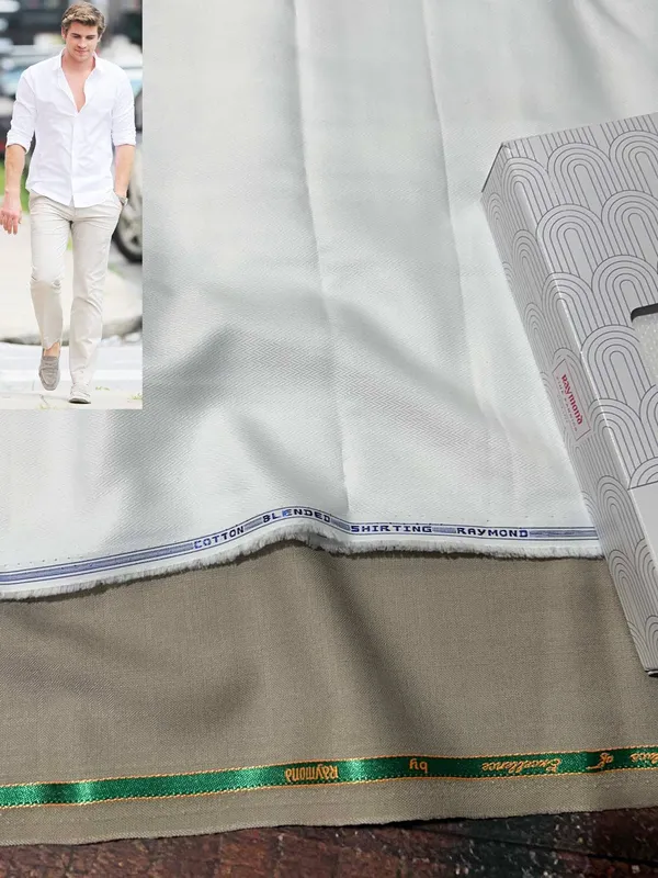 Raymond_White_And_Beige_Pure_Cotton_Solid_Shirt_And_Trouser_Fabric_For_Men