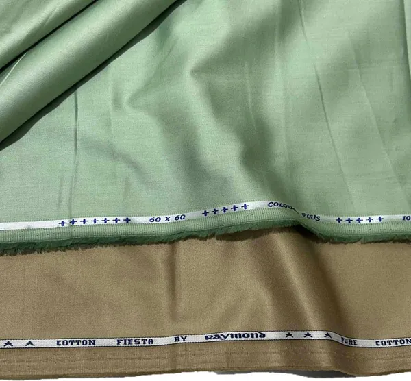 Raymond_Green_And_Beige_Pure_Cotton_Solid_Shirt_And_Trouser_Fabric_For_Men