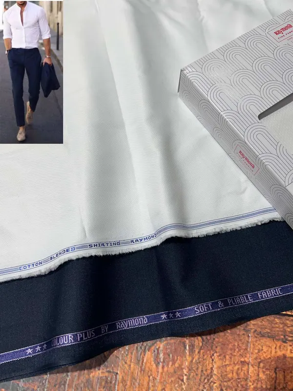 Raymond_White_And_Blue_Pure_Cotton_Solid_Shirt_And_Trouser_Fabric_For_Men