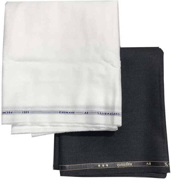 Raymond_White_And_Black_Cotton_Blend_Solid_Shirt_And_Trouser_Fabric_For_Men