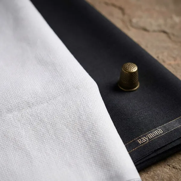 Raymond_White_And_Black_Cotton_Blend_Solid_Shirt_And_Trouser_Fabric_For_Men