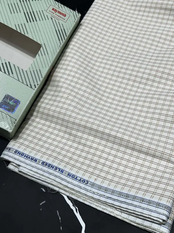 Raymond_White_Poly_Cotton_Checkered_Shirt_Fabric_For_Men