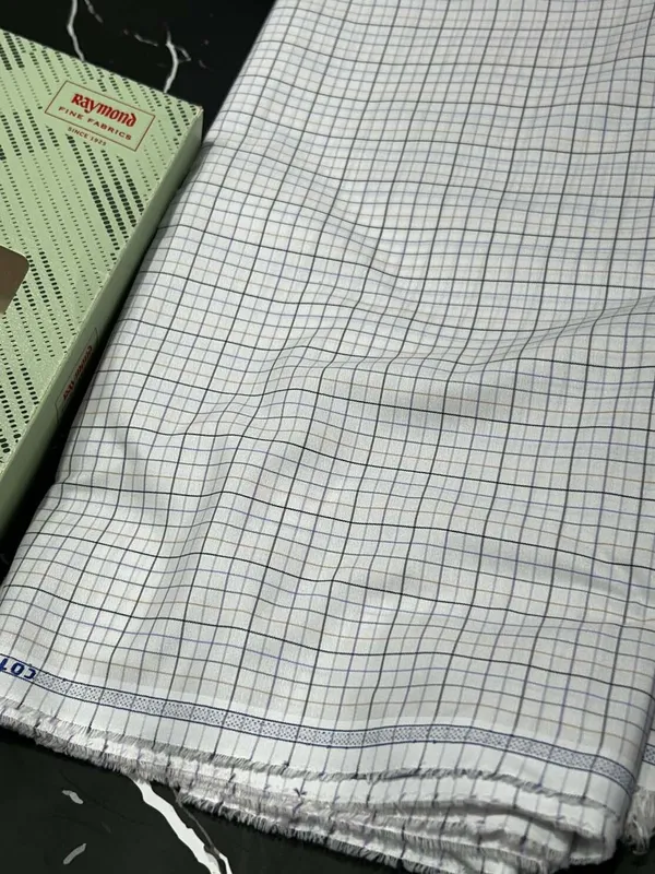 Raymond_White_Poly_Cotton_Checkered_Shirt_Fabric_For_Men