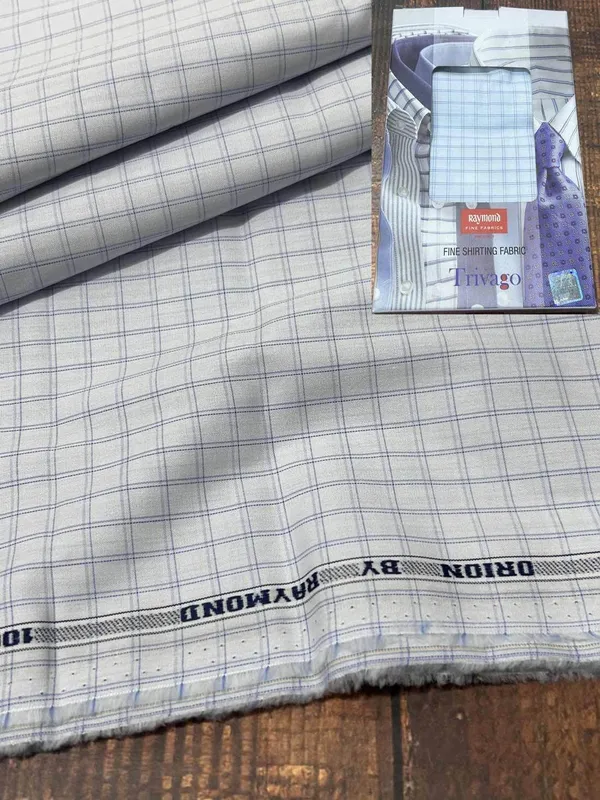Raymond_Blue_And_White_Pure_Cotton_Checkered_Shirt_Fabric_For_Men