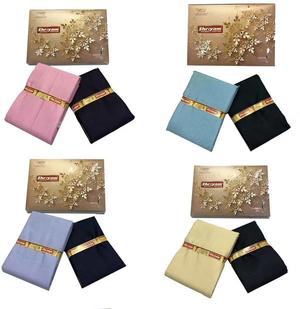 Shriyam_Multicolor_Poly_Cotton_Solid_Shirt_And_Trouser_Fabric_For_Men_Pack_Of_4