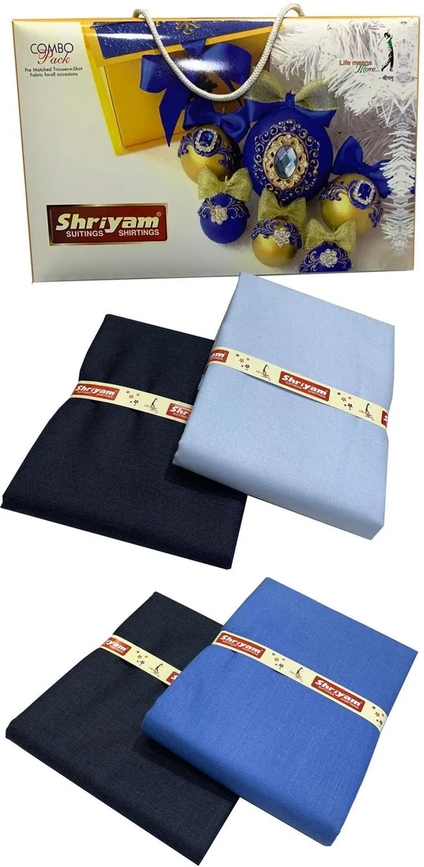 Shriyam_Blue_And_Blue_Poly_Cotton_Solid_Shirt_And_Trouser_Fabric_For_Men_Pack_Of_2