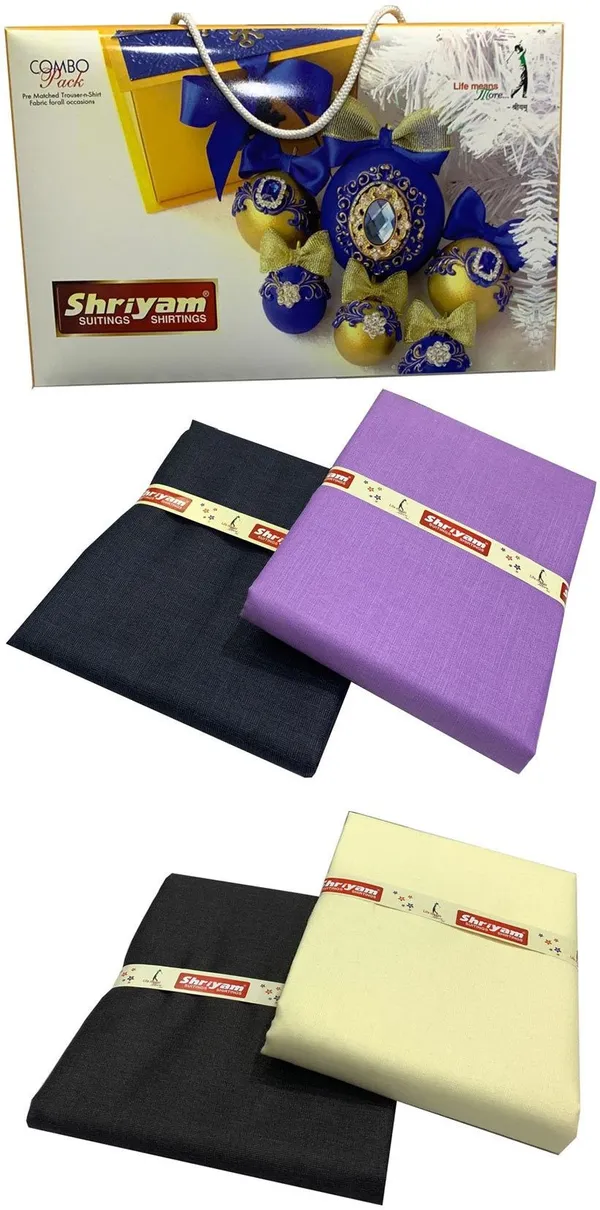 Shriyam_Purple_And_Yellow_Poly_Cotton_Solid_Shirt_And_Trouser_Fabric_For_Men_Pack_Of_2