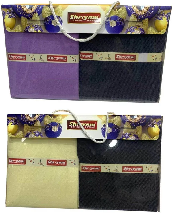 Shriyam_Purple_And_Yellow_Poly_Cotton_Solid_Shirt_And_Trouser_Fabric_For_Men_Pack_Of_2