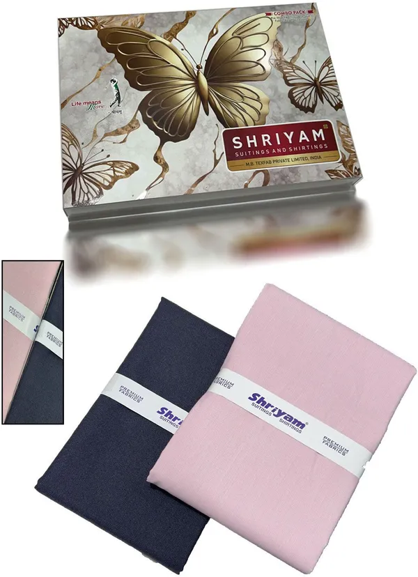 Shriyam_Pink_And_Grey_Poly_Cotton_Solid_Shirt_And_Trouser_Fabric_For_Men