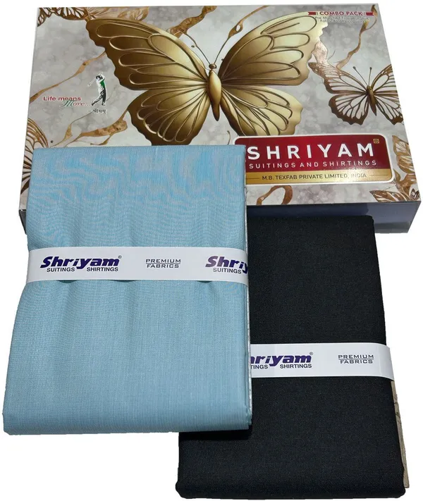 Shriyam_Blue_And_Grey_Poly_Cotton_Solid_Shirt_And_Trouser_Fabric_For_Men