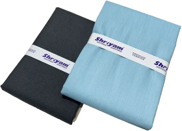 Shriyam_Blue_And_Grey_Poly_Cotton_Solid_Shirt_And_Trouser_Fabric_For_Men