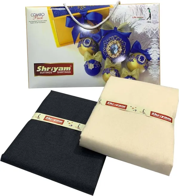 Shriyam_Beige_And_Black_Poly_Cotton_Solid_Shirt_And_Trouser_Fabric_For_Men